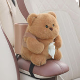 DailyNeedDeals™ Car Tissue Box and Trash Can Cute Bear Soft Car Armrest